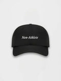 Non-Athlete black baseball cap with white embroidered logo