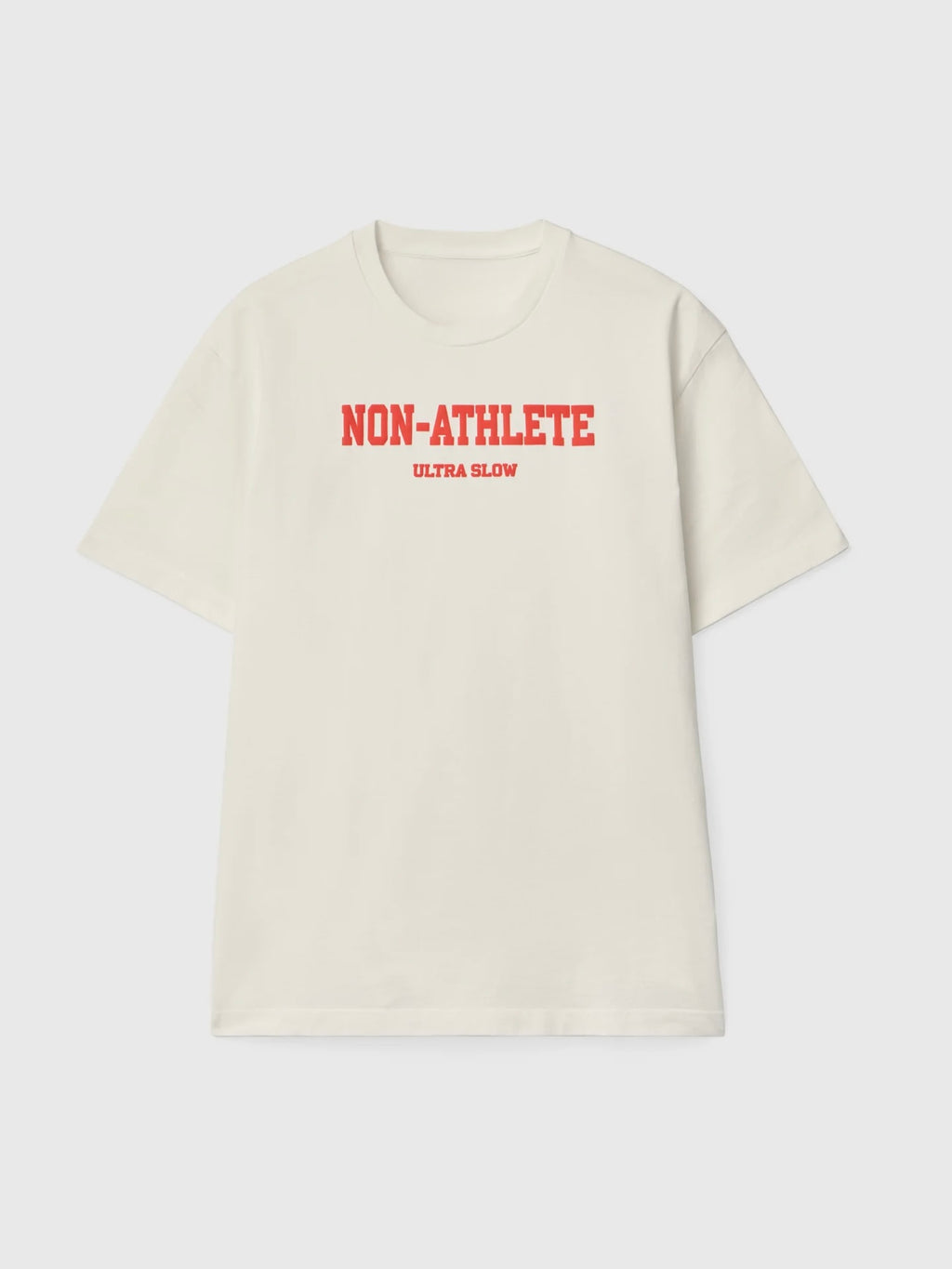 Front view of the Ultra Slow Logo T-Shirt Ecru by Non-Athlete